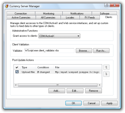 Currency Server Manager - Clients Tab