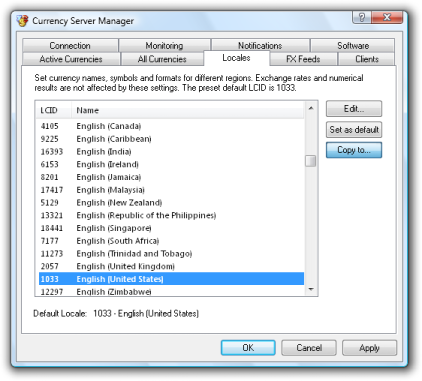 Currency Server Manager - Locales Tab